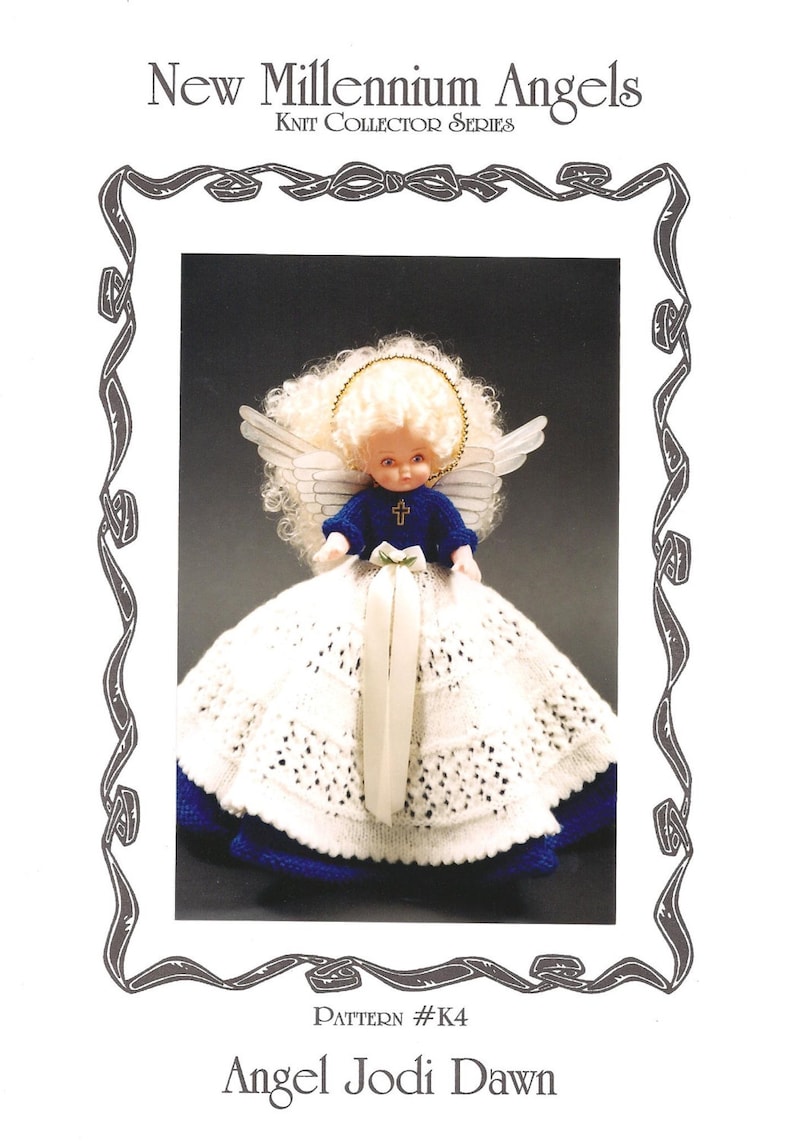 PDF Pattern. Knit Angel Doll Pattern ANGEL Jodi Dawn 4 In Millennium JAO Series Knit Bed Doll Pattern. Full Lace Skirt. Knitting Series image 2