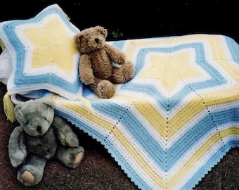 Pdf Pattern. Crochet BABY STAR AFGHAN & Matching Pillow. Easy Star Shaped Blanket With Star Shape Pillow. Crochet Pattern. Instant Download