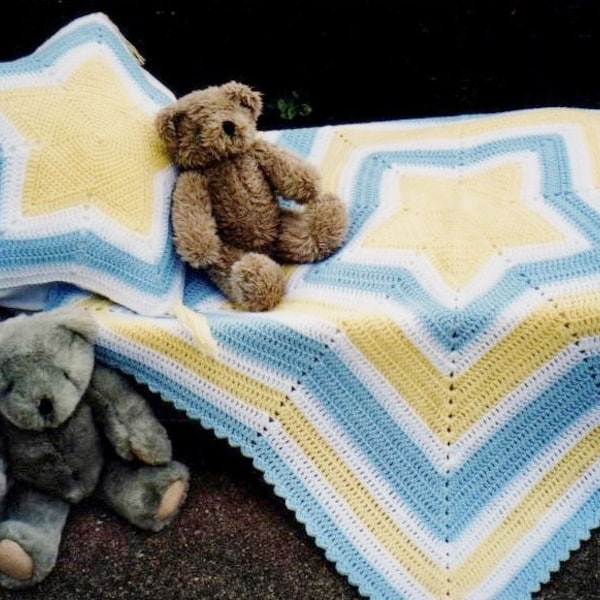 Pdf Pattern. Crochet BABY STAR AFGHAN & Matching Pillow. Easy Star Shaped Blanket With Star Shape Pillow. Crochet Pattern. Instant Download