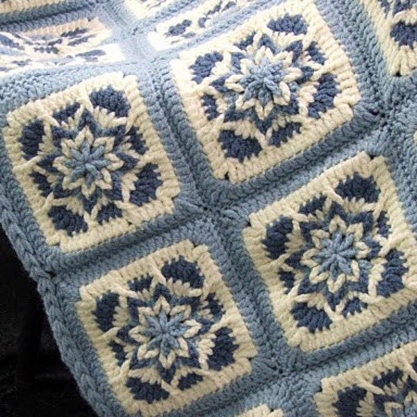 AMAZING STAR AFGHANS - 4 Crochet Afghan Patterns - Star Motifs: Square, Large Square, Round, Hexagon. Crochet Star Afghan Patterns Download!
