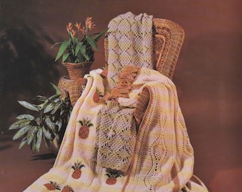 PDF Pattern - PINEAPPLE SAMPLER - 8 Crochet Afghans Pineapple Theme. Several Lace/Victorian Designs~Timeless Patterns.  Easy Instructions