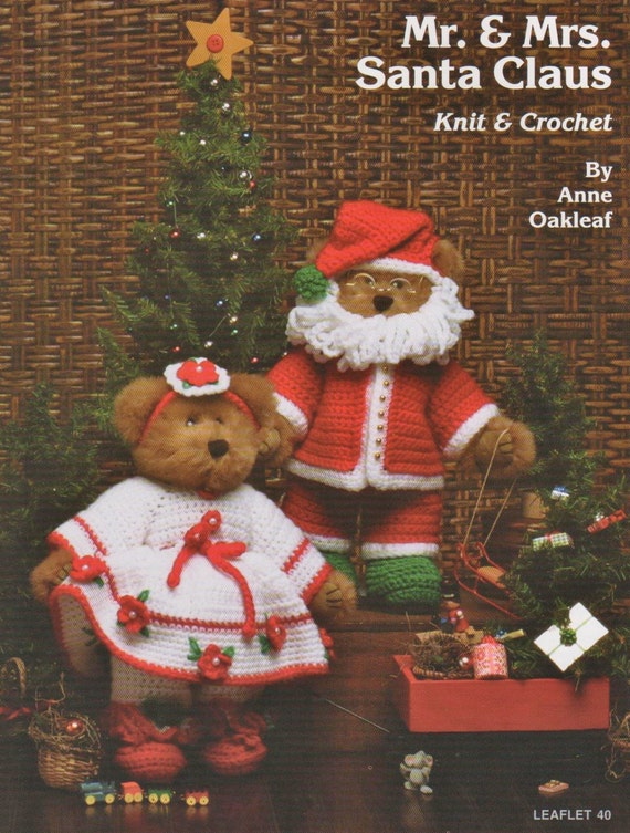Pdf Pattern Mr Mrs Santa Claus To Knit Or Crochet Christmas Santa Outfits To Knit Crochet Free Shipping Instant Download