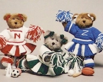 Pdf Pattern - GO TEAM GO! Easy Cheerleader Outfits to Knit or Crochet. Cheerleader Dress Up Bears! Team Spirit, College, Highschool,