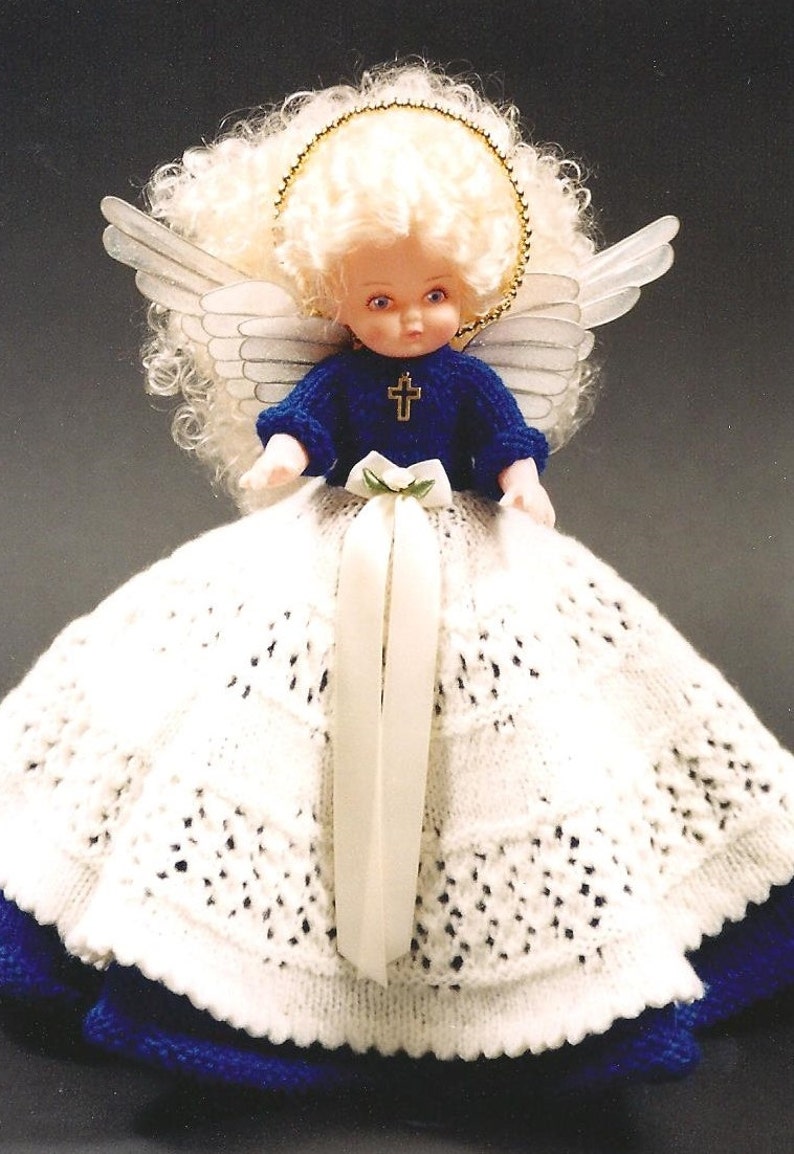 PDF Pattern. Knit Angel Doll Pattern ANGEL Jodi Dawn 4 In Millennium JAO Series Knit Bed Doll Pattern. Full Lace Skirt. Knitting Series image 1