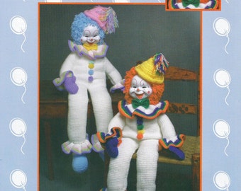 PDF Pattern CLANCY CLOWN - 32" Large Crochet Rainbow Clown Doll Pattern - Jao Enterprises - Out Of Print - Free Shipping - Instant Download