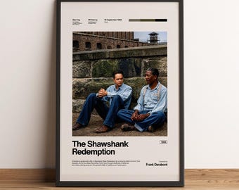 The Shawshank Redemption Poster | Morgan Freeman Tim Robbins Wall Art | 90s Classic Movie Print | Inspirational Cinema Gift Room Decor