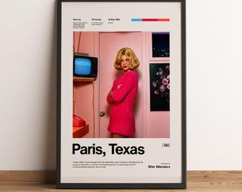 Paris Texas Movie Poster | Wim Wenders Wall Art | Harry Dean Stanton Print | Aesthetic Americana Decor | Retro Desert Scene | Movie fan poison