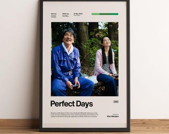 Perfect Days Movie Poster | Wim Wenders Tokyo Wall Art | Koji Yakusho Print | Japanese Minimalist Decor | Retro Cassette Cinema Gift