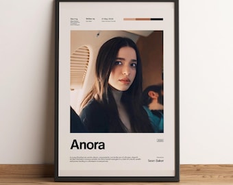 Anora Movie Poster | Sean Baker Indie Wall Art | Mikey Madison Neon Cinema Print | Brooklyn New York Room Decor | Modern cinephile gift