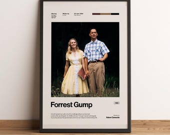 Forrest Gump Movie Poster Vintage Film Print Retro Cinema Wall Art Classic Movie Decor Tom Hanks Poster Mid Century Modern Aesthetic Gift