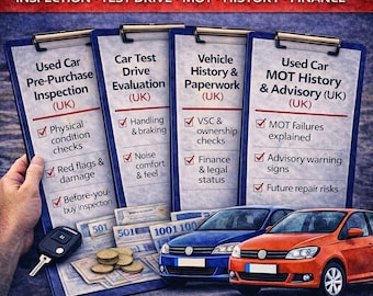 Used Car Buying Checklist Bundle (UK) – Inspection, Test Drive, MOT, History & Finance