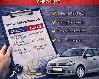 Gebrauchtwagenhändler vs Privatverkauf Checkliste (UK) – Käuferschutz, Risiken & rote Flaggen