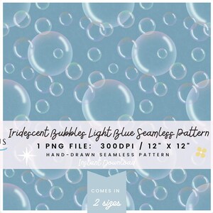 Sömlöst mönster med skimrande bubblor – digitalt papper med ljusblå bubblor för barnrum, tyg, heminredning och babyshowerdesign