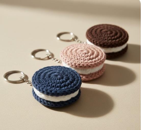 Confezione 3 Portachiavi A Forma Di Biscotto In PVC | Simpatici Ciondoli Per Chiavi, Borse E Zaini | Regalo Per Feste Di Compleanno - 5