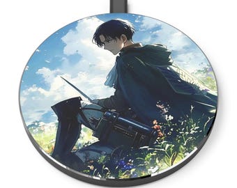 Levi Ackerman Bezprzewodowa ładowarka Anime Qi do iPhone'a, Samsunga i Androida Estetyczna konfiguracja biurka