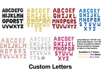 colored letter balloons