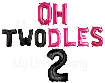 Oh Twodles Balloons Banner for Themed of Minnie Micky Mouse for Girl Boy Oh Twodles Birthday Party Supplies Decorations Set Of 12PCS Kit Pink Geloar Oh Twodles 2nd Birthday Party Decorations