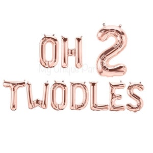 OH TWODLES Letter Balloons Small Air Fill only / Large 34” Number “2” Balloon Helium or Air / 2nd Birthday