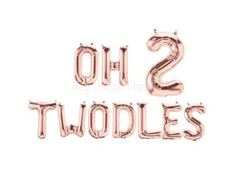 OH TWODLES Letter Balloons Small Air Fill only / Large 34” Number “2” Balloon Helium or Air / 2nd Birthday Mickey Mouse Club