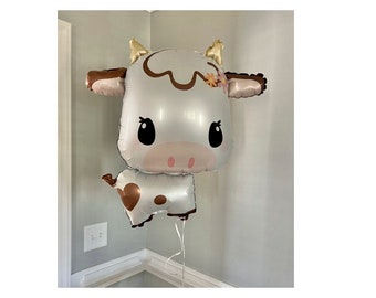 Cow Balloon Baby Cow Balloon Cowgirl Cowboy Party Cow Themed Baby Shower Farm Party Barnyard Cute Cow Balloon Kids Birthday Party