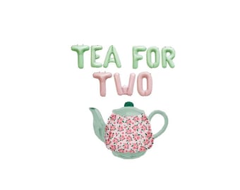 Tea Party Birthday - Tea For Two Balloon Banner - Mylar Letters - Teapot Balloon - 2nd Birthday