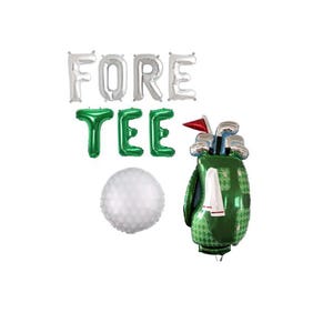 40th Golf Birthday Party, Fore Tee Balloon Letters, Golf Clubs Bag Balloon, Golf Ball Balloon