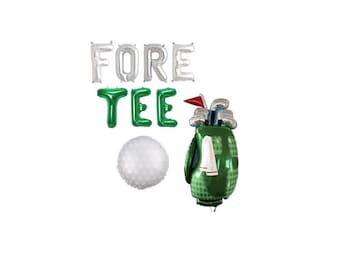 40th Golf Birthday Party, Fore Tee Balloon Letters, Golf Clubs Bag Balloon, Golf Ball Balloon