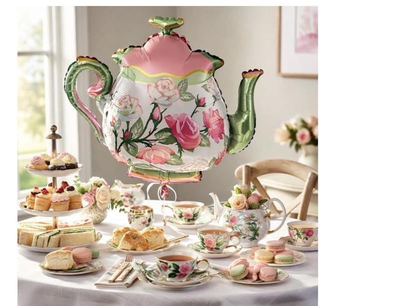 Teapot Foil Balloon - Floral Teapot - Tea Party Decorations image 4