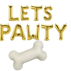 Lets Pawty Balloons, Lets Pawty Letters, Dog Birthday Party, Dog Bone Balloon, Puppy, Dog Birthday Decorations Puppy Birthday Doggie Bday
