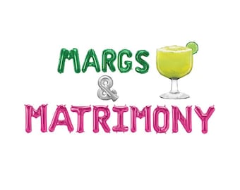 Margaritas and Matrimony Bachelorette Margs & Matrimony Banner Margarita Balloons Engagement Party Bach Decorations Margarita Decorations