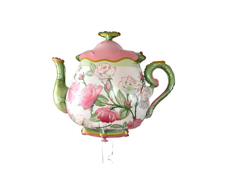 Teapot Foil Balloon - Floral Teapot - Tea Party Decorations image 1