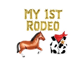 Western Themed Birthday My 1st Rodeo Balloon Banner Cowboy Vest Balloon Horse Balloon 1st Birthday Decorations Yee Haw  Howdy My First Rodeo