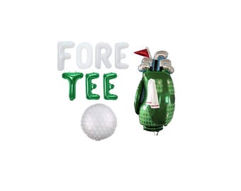 40th Golf Birthday Party, Fore Tee Balloon Letters, Golf Clubs Bag Balloon, Golf Ball Balloon