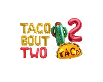 2nd Birthday Balloons, TACO BOUT TWO Balloons, Cactus Balloon, Taco Balloon, 2nd Birthday Party, Taco Bout Two Banner, Taco Twosday Decor