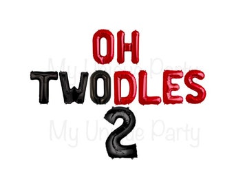 OH TWODLES Balloons 2nd Birthday Mickey Mouse Club Oh Twodles Banner Large Black Number 2 Balloon 2nd Birthday Second Birthday Red & Black