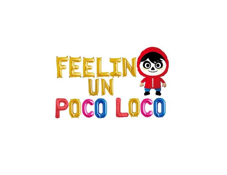 Coco Balloons FEELIN Un POCO LOCO Mylar Letter Balloons - Large Coco Balloon - Sugar Skull Decor Letters + Large Coco
