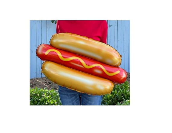 Hot Dog Balloon - Large 25 inch Mylar Air Fill only - Weenies & Tinis Themed Party