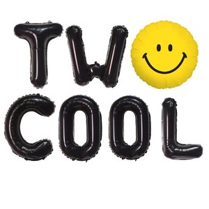 Two Cool Birthday, Two Cool Letter Balloons, 2nd Birthday Decorations, Two Cool Banner Smiley Balloons, Cool Dude