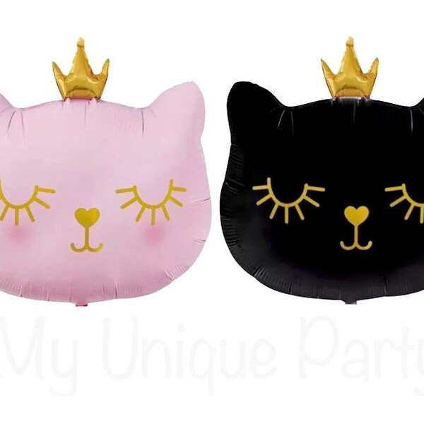 Black Cat Balloon Crown Cat Balloon Cat Birthday Pink Cat Balloon Cat Lover Decor Kitty Birthday