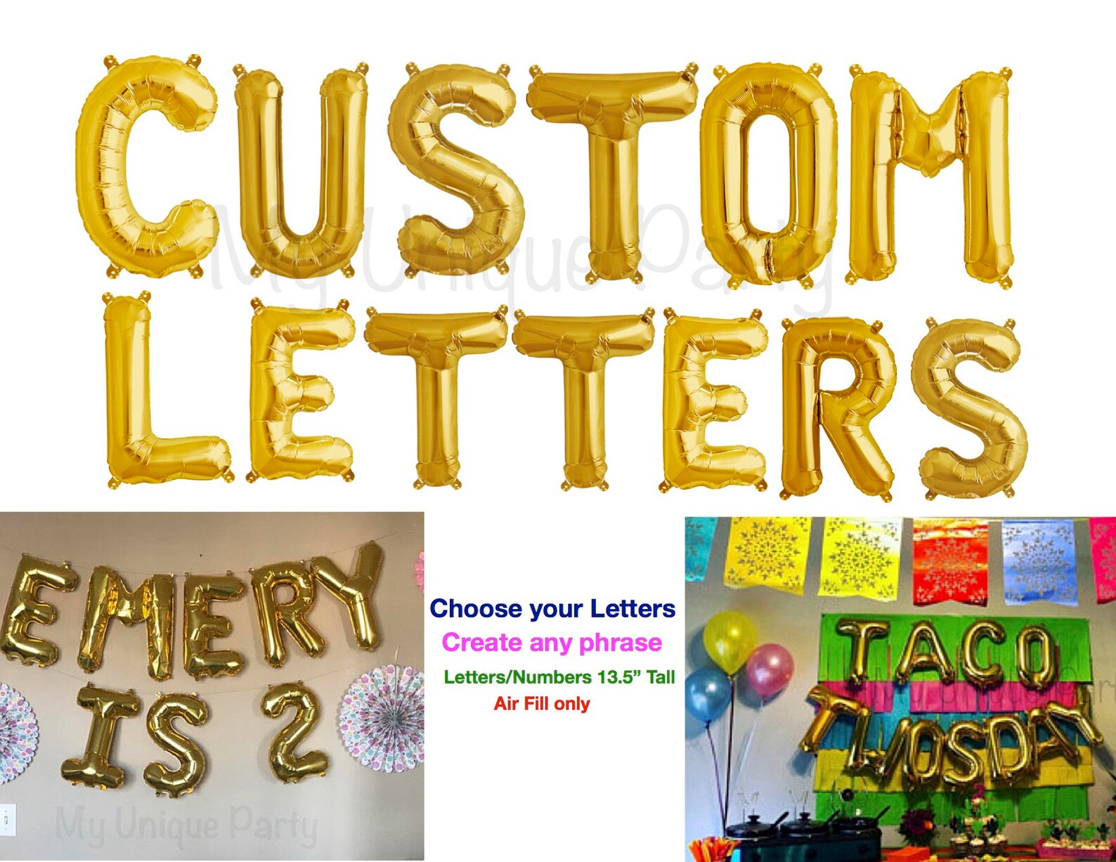 Custom Letter Balloons Choose Any Phrase or Name Create Your Etsy