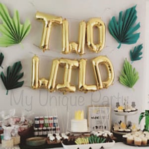 TWO WILD Balloons Two Wild Letters Air Fill only Two Wild Banner 2nd Birthday Party Safari Party Zoo Animal Decoration image 1