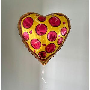 Pizza Balloon - 18" mylar Heart Shaped  - Helium or Air - Pizza Themed Party
