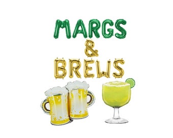 Margs & Brews Balloon Banner Engagement Party Margarita Balloon Beer Balloon Couples Shower Margaritas and Beers Decorations Margarita Party