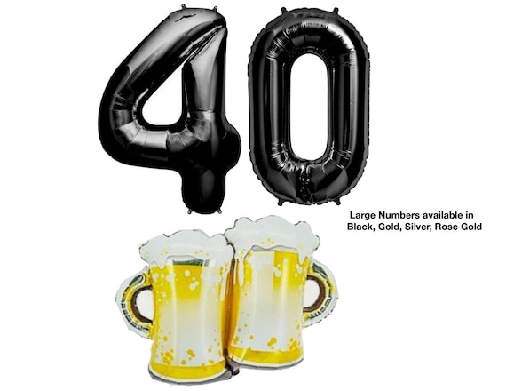 Cheers to 40 Years Birthday Decoration Set Whiskey Balloon 40th Birthday  Balloons Jumbo 40 40th Birthday Decorations 40 Black 40 