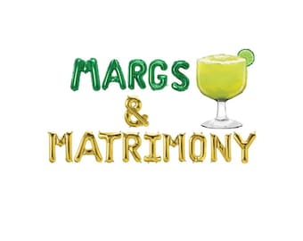 Margs & Matrimony Balloon Banner Bachelorette Party Bridal Shower Margarita Balloon Engagement Party Bach Decorations Tequila Sunrise Bach