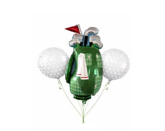 Golf Balloons - Golf Clubs Bag Foil Balloon - Golf Ball Balloon - Lets Par Tee Themed Party Golf Birthday