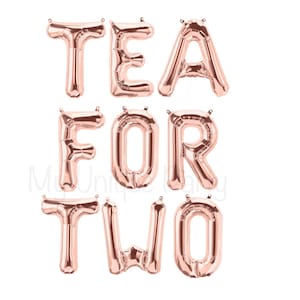 Tea For Two Balloons Tea For Two Banner Alice in Wonderland 2nd Birthday Princess ParTea Childs Birthday Tea Party Rose Gold Theme
