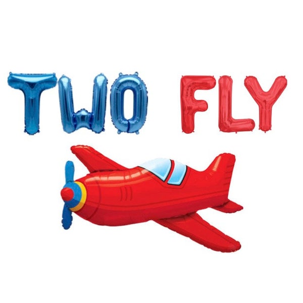 Two Fly Balloon Banner, Two Fly Birthday, Airplane Balloon, Time Flies Decorations, 2nd Birthday Party, Airplane Themed Party, Fighter Jet