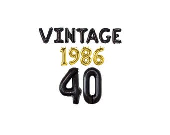 40th Birthday Balloons Vintage 1986 Mylar Letter Balloons Forty Birthday Decorations Straight out of my Thirties Decor
