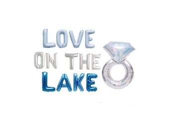 Silver Engagement Foil Ring Balloon, Love on the Lake Foil Letter Balloons
